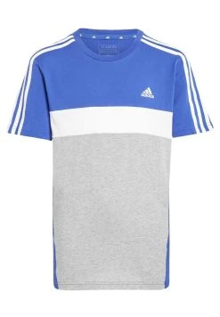 Adidas Sportswear Tiberio 3-Colorblock - Print T-Shirt - Semi Lucid Blue /Medium Grey Heather/White