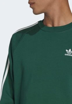 Adidas Originals 3-Stripes Crew - Sweatshirt - Dark Green -Adidas Shop 1a06add1ad89481592ebc9fe7fba6d00