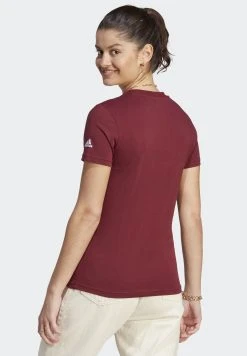 Adidas Sportswear W Lin T - Print T-Shirt - Shadow Red/White -Adidas Shop 3305419fd6ad4aabaeaa26e0fdba6f7c