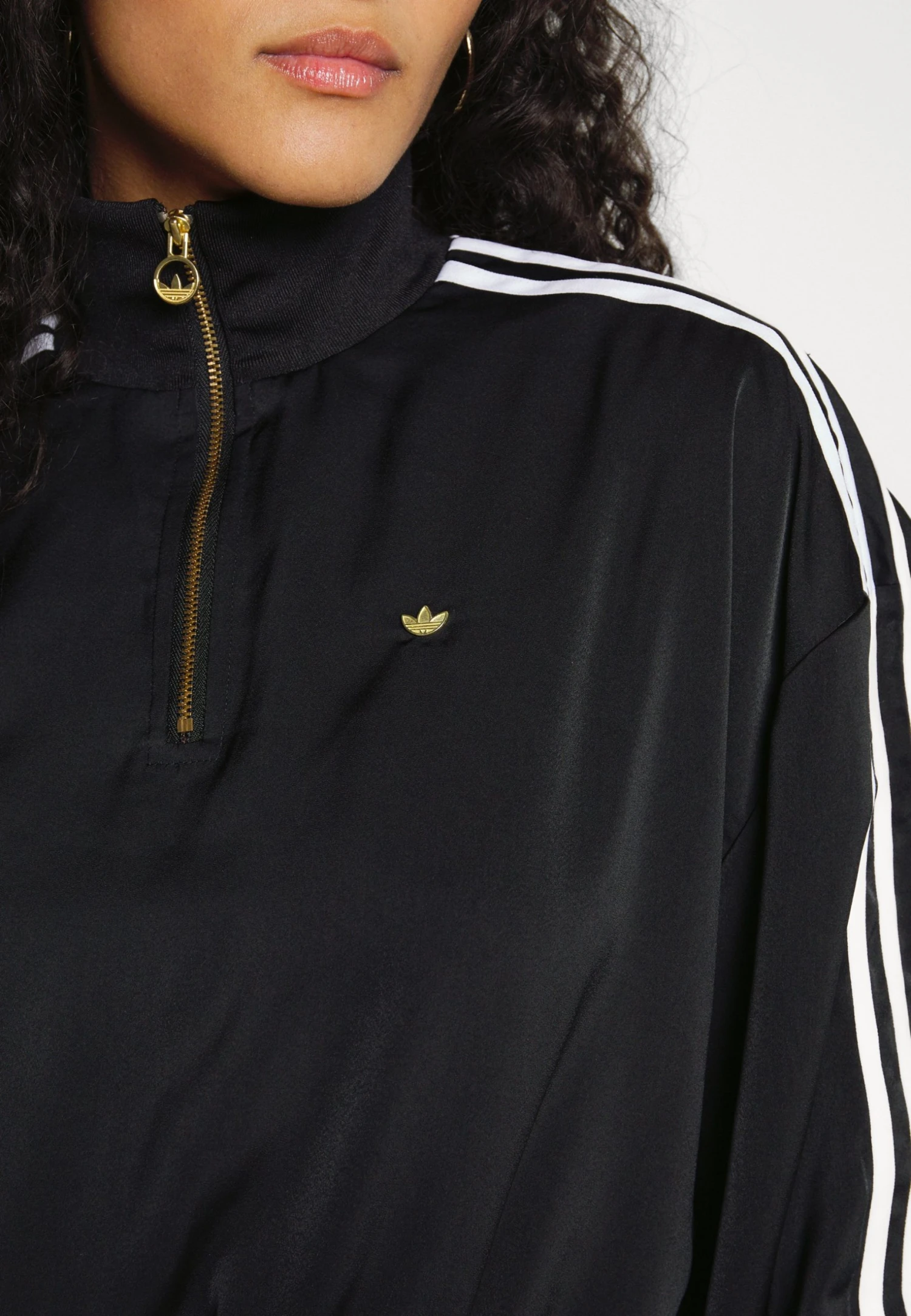 Adidas Originals High Neck Long Sleeve Zip Dress - Jersey Dress - Black 8 Adidas Originals High Neck Long Sleeve Zip Dress - Jersey Dress - Black - Image 7