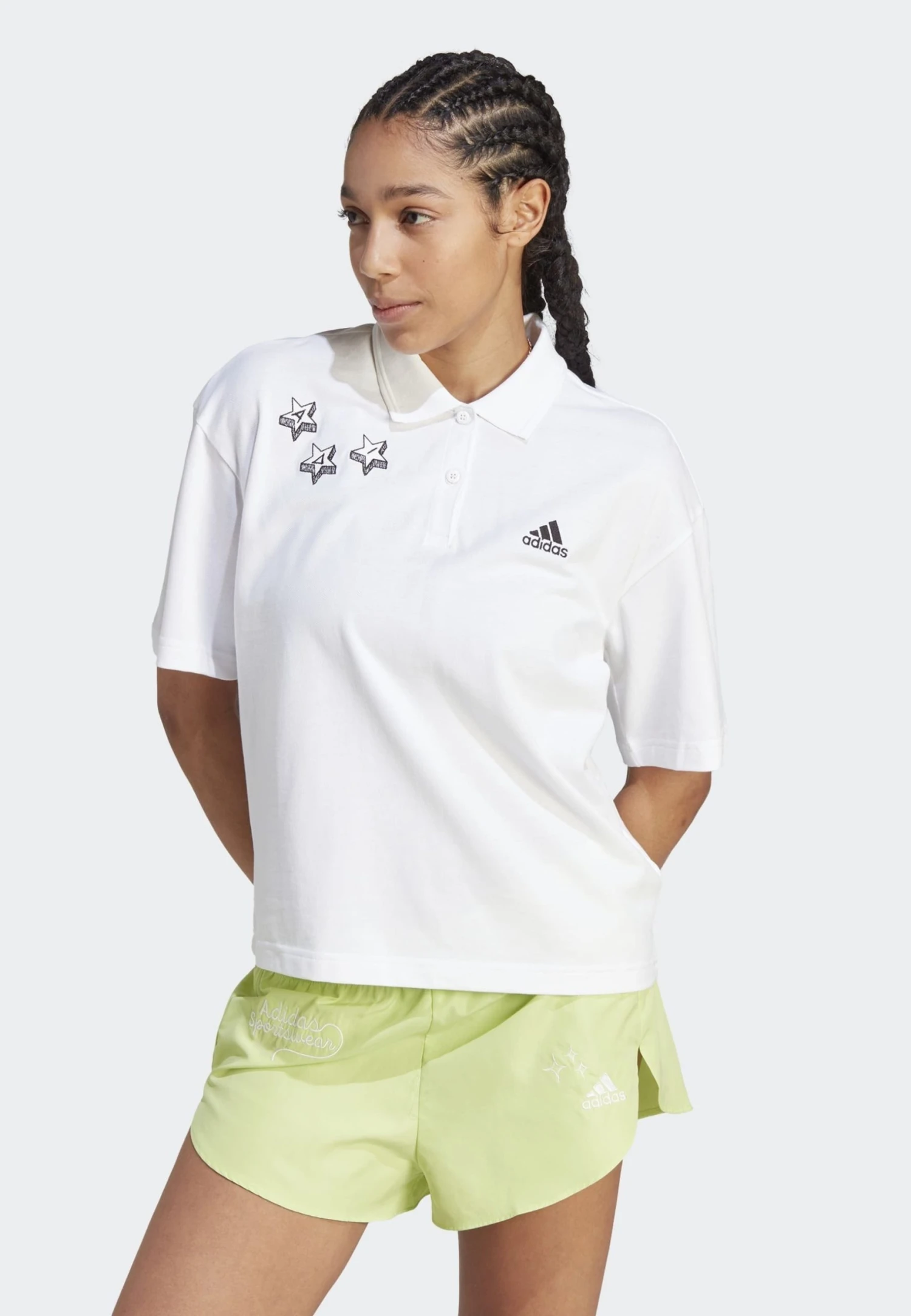 Adidas Sportswear Embroidery - Polo Shirt - White Black 3 Adidas Sportswear Embroidery - Polo Shirt - White Black
