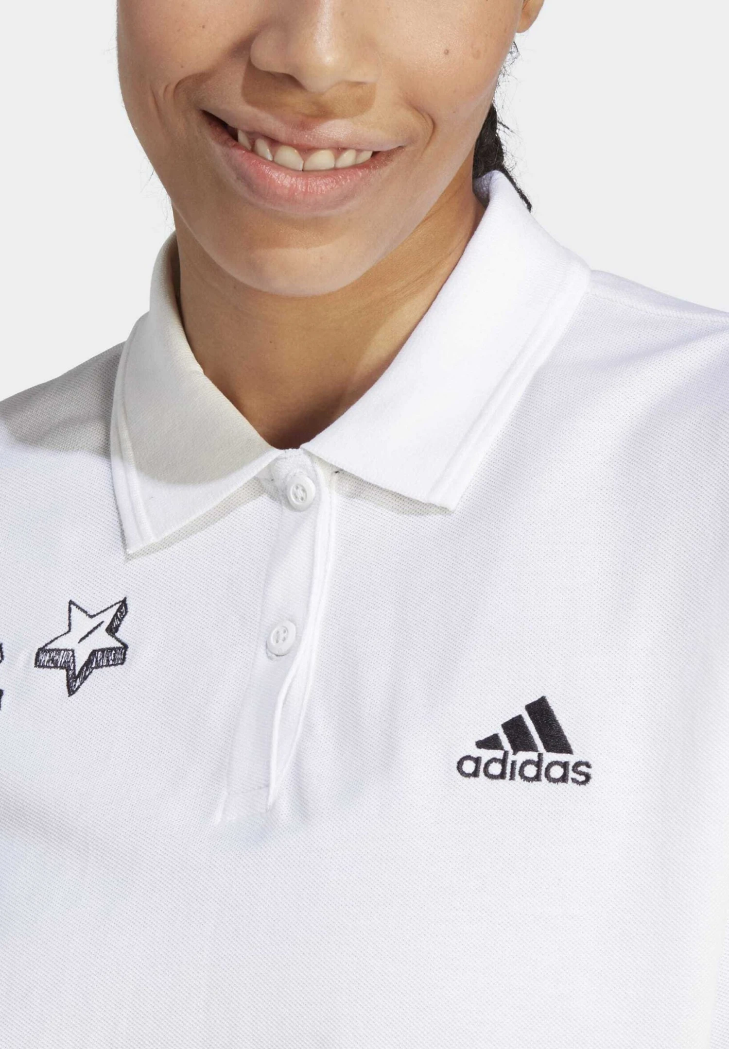 Adidas Sportswear Embroidery - Polo Shirt - White Black 5 Adidas Sportswear Embroidery - Polo Shirt - White Black - Image 3