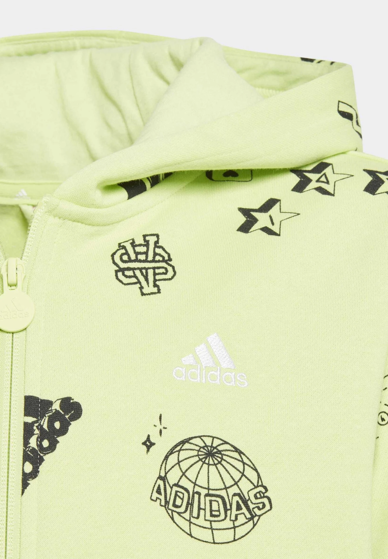 Adidas Sportswear Love Allover Print - Zip-Up Sweatshirt - Pulse Lime Black White 5 Adidas Sportswear Love Allover Print - Zip-Up Sweatshirt - Pulse Lime Black White - Image 3