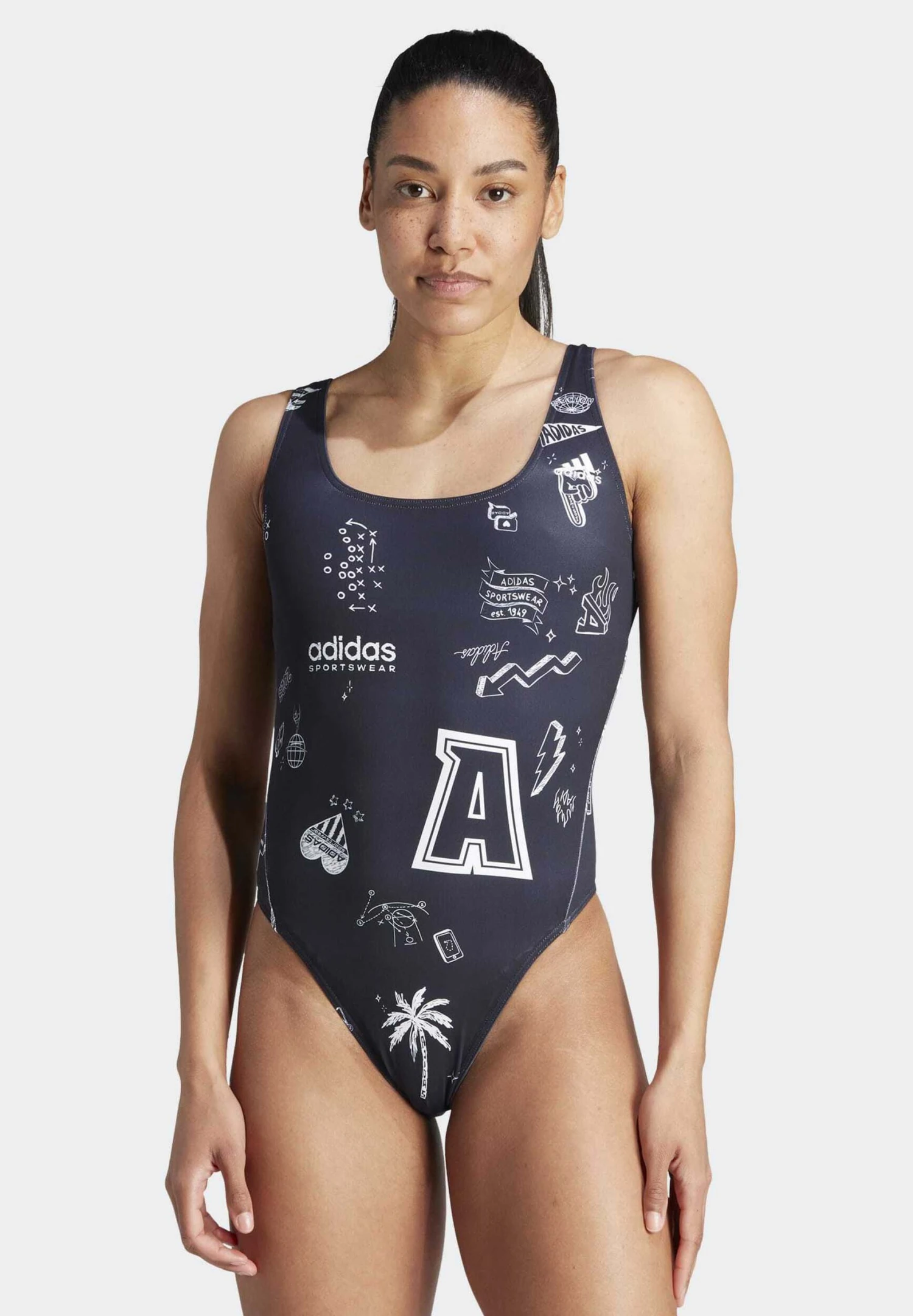 Adidas Sportswear Brand Love Franchise - Swimsuit - Black/White 3 Adidas Sportswear Brand Love Franchise - Swimsuit - Black/White