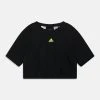 Adidas Sportswear Crop - Print T-Shirt - Black/Lucid Lemon -Adidas Shop 52e3ce40d81245359ed68ff313157e97