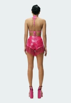 Adidas Originals Sequin With Fringe - Shorts - Shock Pink -Adidas Shop 54c32f6cc3fa4c20930d26a477512220