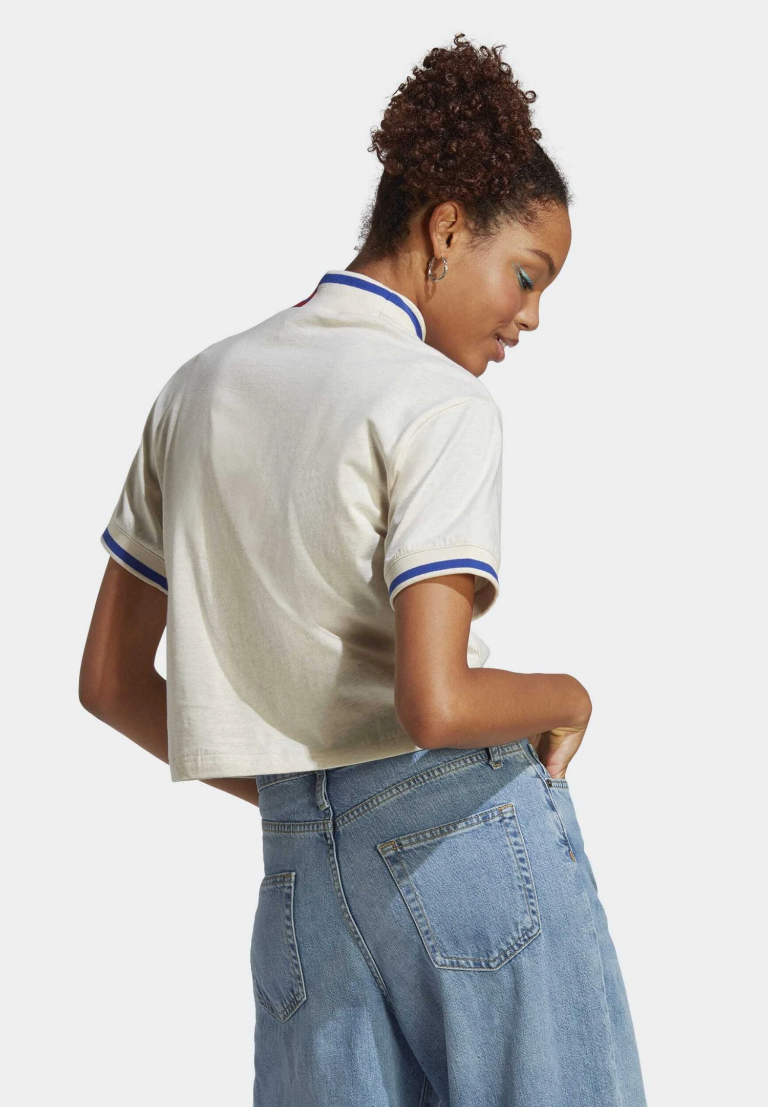 Adidas Originals Collar Crop Tee - Print T-Shirt - White Mel 4 Adidas Originals Collar Crop Tee - Print T-Shirt - White Mel - Image 2