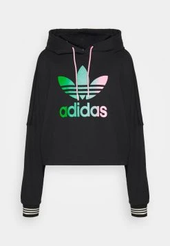 Adidas Originals Adicolor 70S Cropped Hoodie - Sweatshirt - Black -Adidas Shop 65cf770bd21d4339b0f028bec3d3faf9