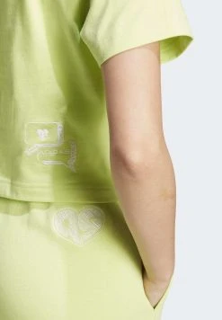 Adidas Sportswear Scribble Embroidery Crop - Print T-Shirt - Pulse Lime Black -Adidas Shop 8d041db88eff43159b66d09448baf59e