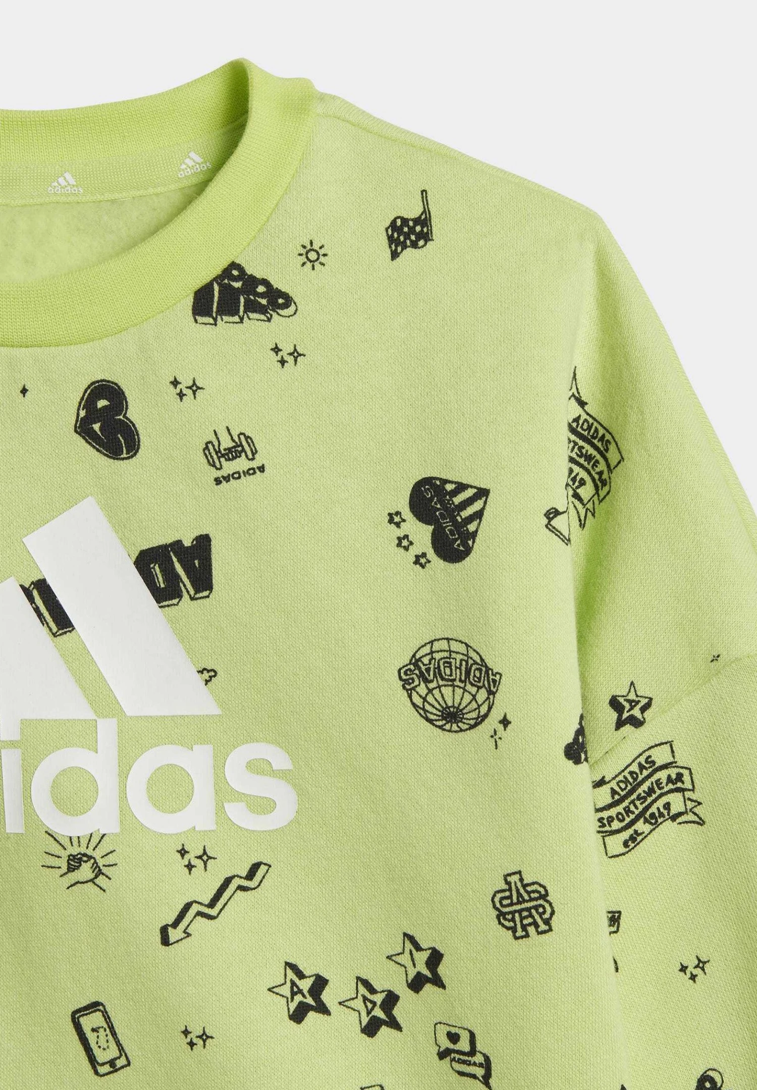 Adidas Sportswear Brand Love Crew Set - Tracksuit Bottoms - Pulse LimeBlack 5 Adidas Sportswear Brand Love Crew Set - Tracksuit Bottoms - Pulse LimeBlack - Image 3