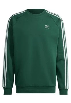 Adidas Originals 3-Stripes Crew - Sweatshirt - Dark Green -Adidas Shop 950b26968f2e4647ad838ce1cb6d16bd