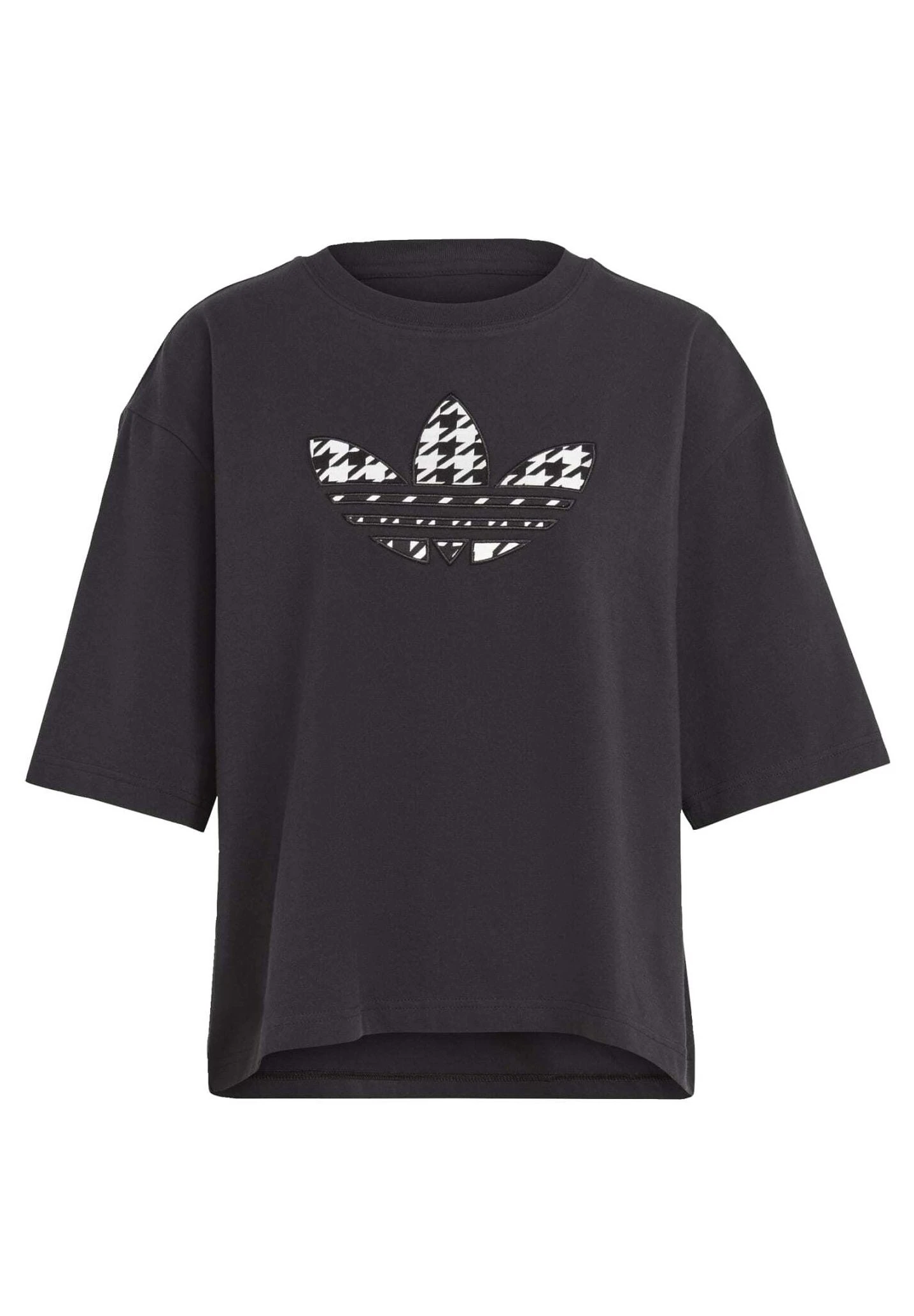 Adidas Originals Houndstooth Trefoil Infill- Print T-Shirt - Black 7 Adidas Originals Houndstooth Trefoil Infill- Print T-Shirt - Black - Image 5