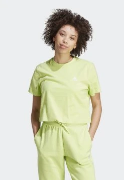 Adidas Sportswear Scribble Embroidery Crop - Print T-Shirt - Pulse Lime Black