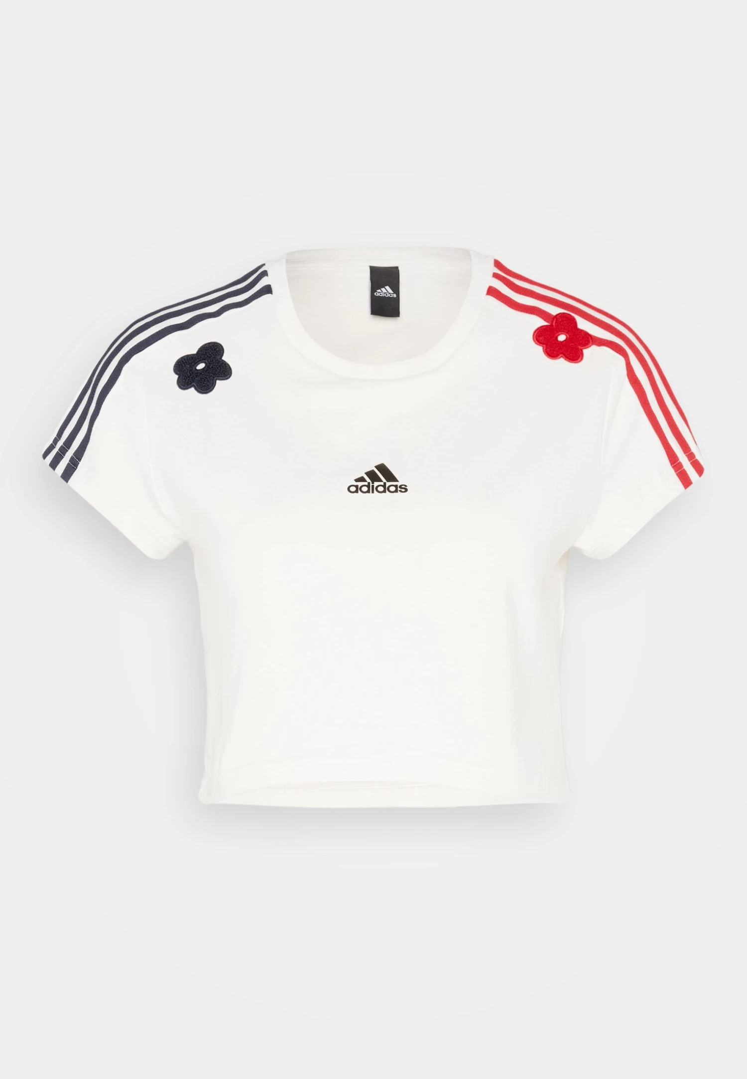 Adidas Sportswear Cropped With Flower Patches - Print T-Shirt - Chalk White 7 Adidas Sportswear Cropped With Flower Patches - Print T-Shirt - Chalk White - Image 5