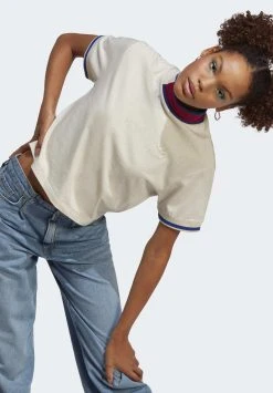 Adidas Originals Collar Crop Tee - Print T-Shirt - White Mel