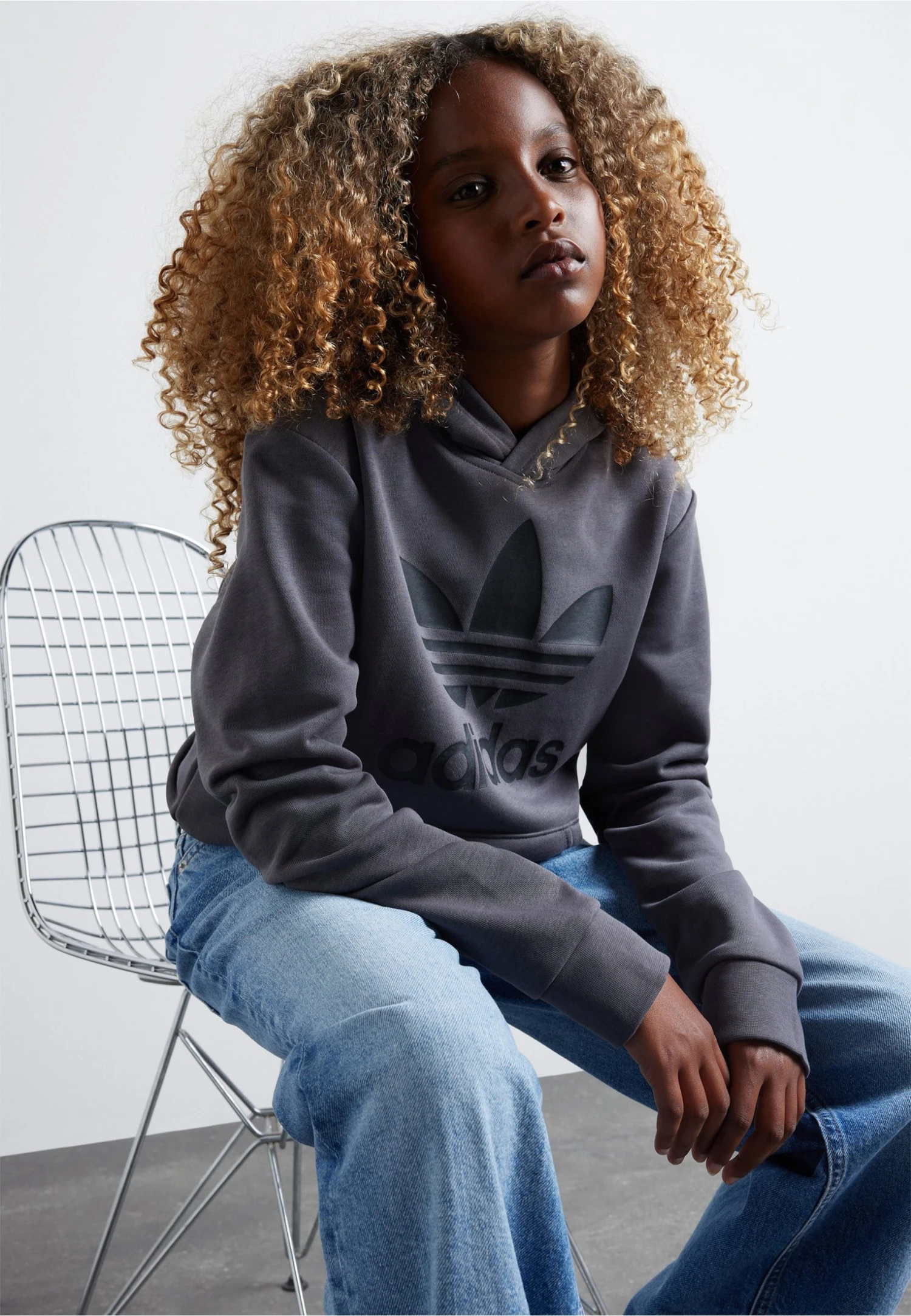 Adidas Originals Trefoil Junior Unisex - Hoodie - Grey Five 3 Adidas Originals Trefoil Junior Unisex - Hoodie - Grey Five