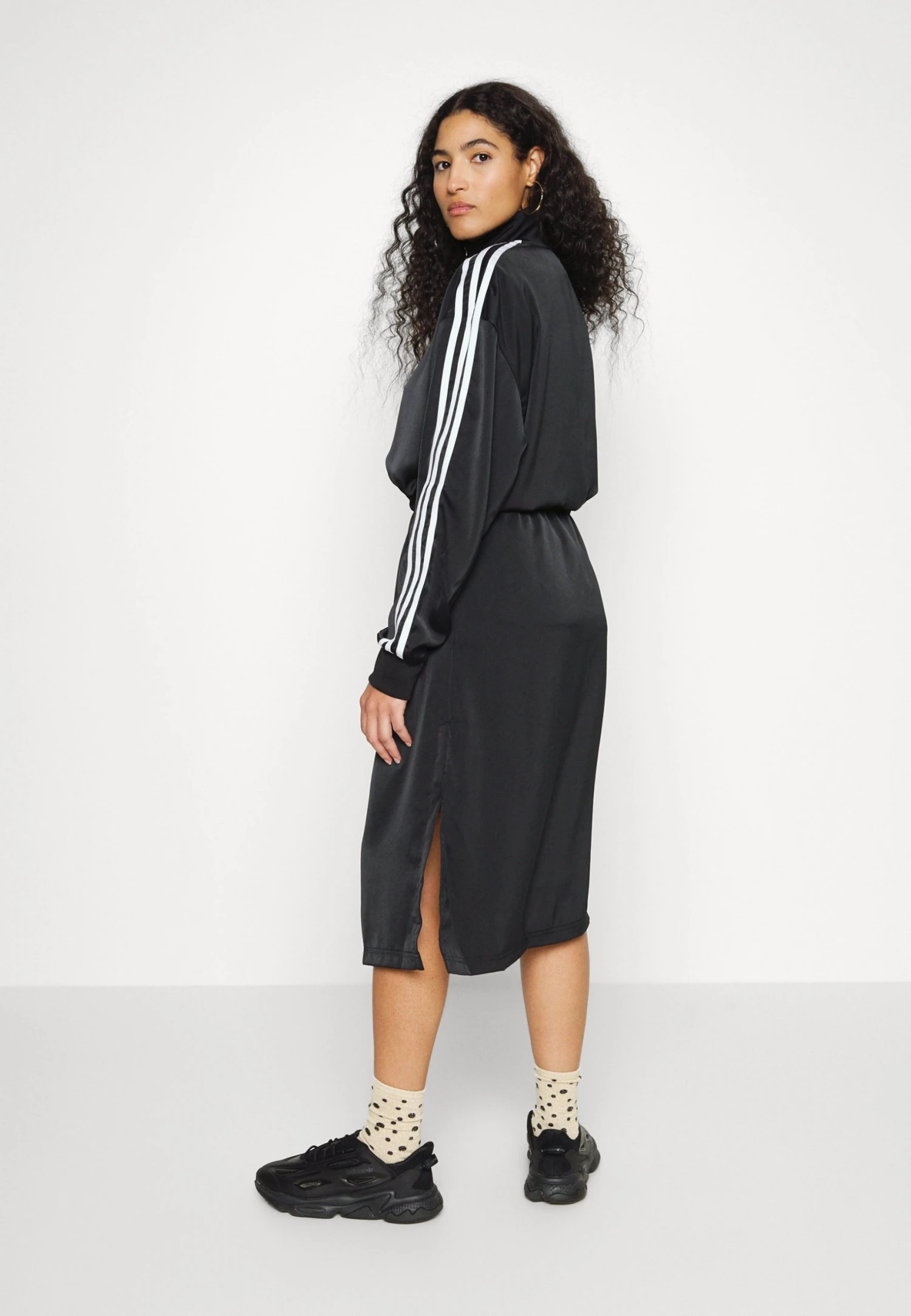 Adidas Originals High Neck Long Sleeve Zip Dress - Jersey Dress - Black 5 Adidas Originals High Neck Long Sleeve Zip Dress - Jersey Dress - Black - Image 4